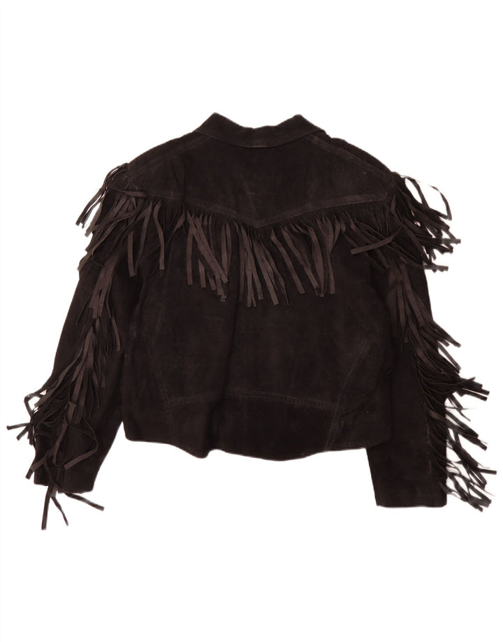 Chaqueta de ante vintage para mujer IT 50 XL Vaquero de cuero negro