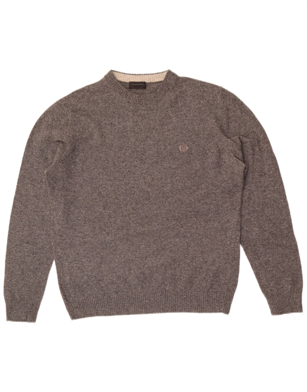 Sergio Tacchini Jersey de cuello redondo para hombre de lana moteada gris grande