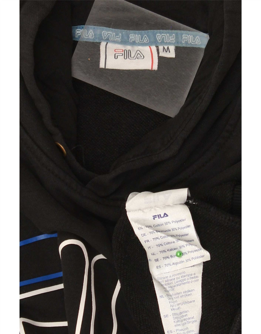 Fila Hombre Graphic Sudadera Con Capucha Jersey Mediano Algodón Negro