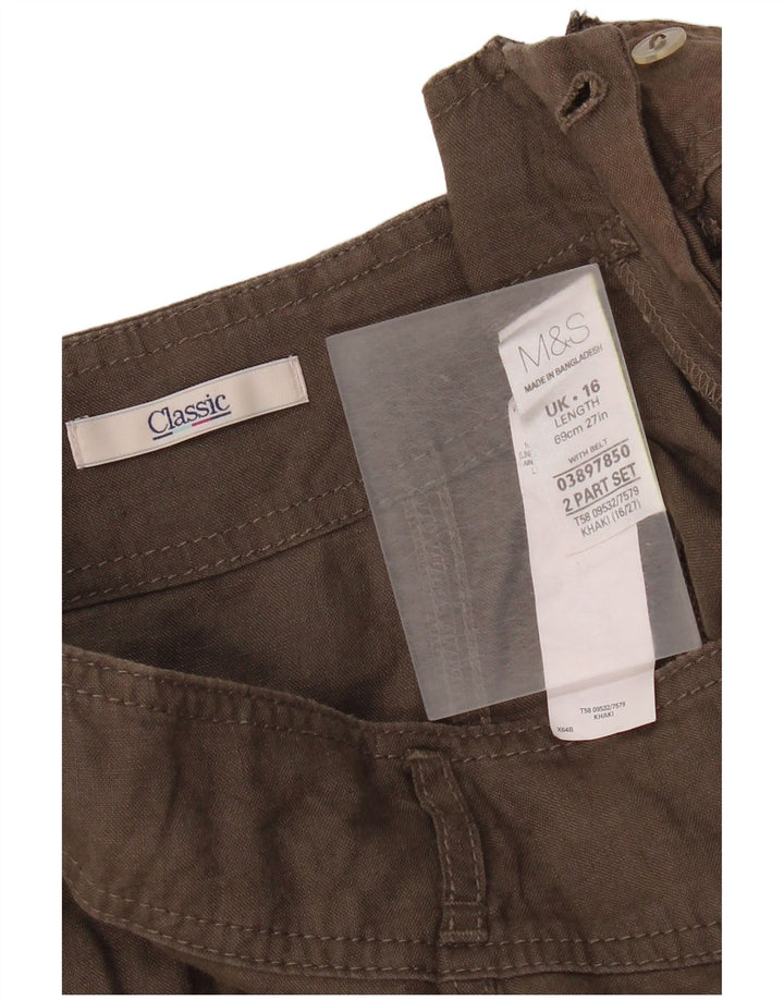 Marks & Spencer Falda acampanada para mujer Reino Unido 46 Grande W32 Lino marrón
