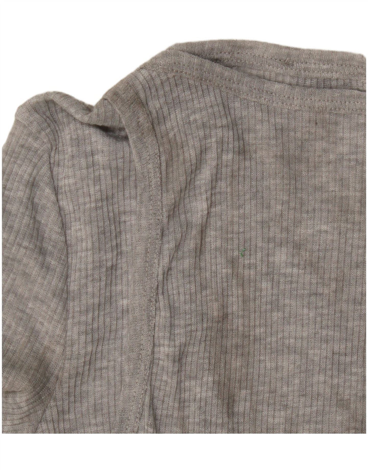 Zara Mujer Top Manga Larga UK 8 Pequeño Poliéster Moteado Gris