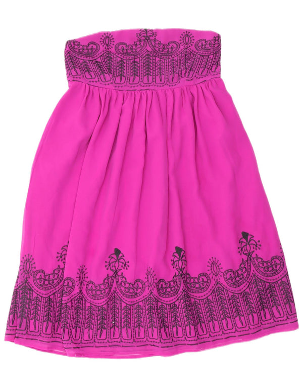 Monsoon Womens Strapless Dress UK 10 Small Pink Floral Polyester Bohemian