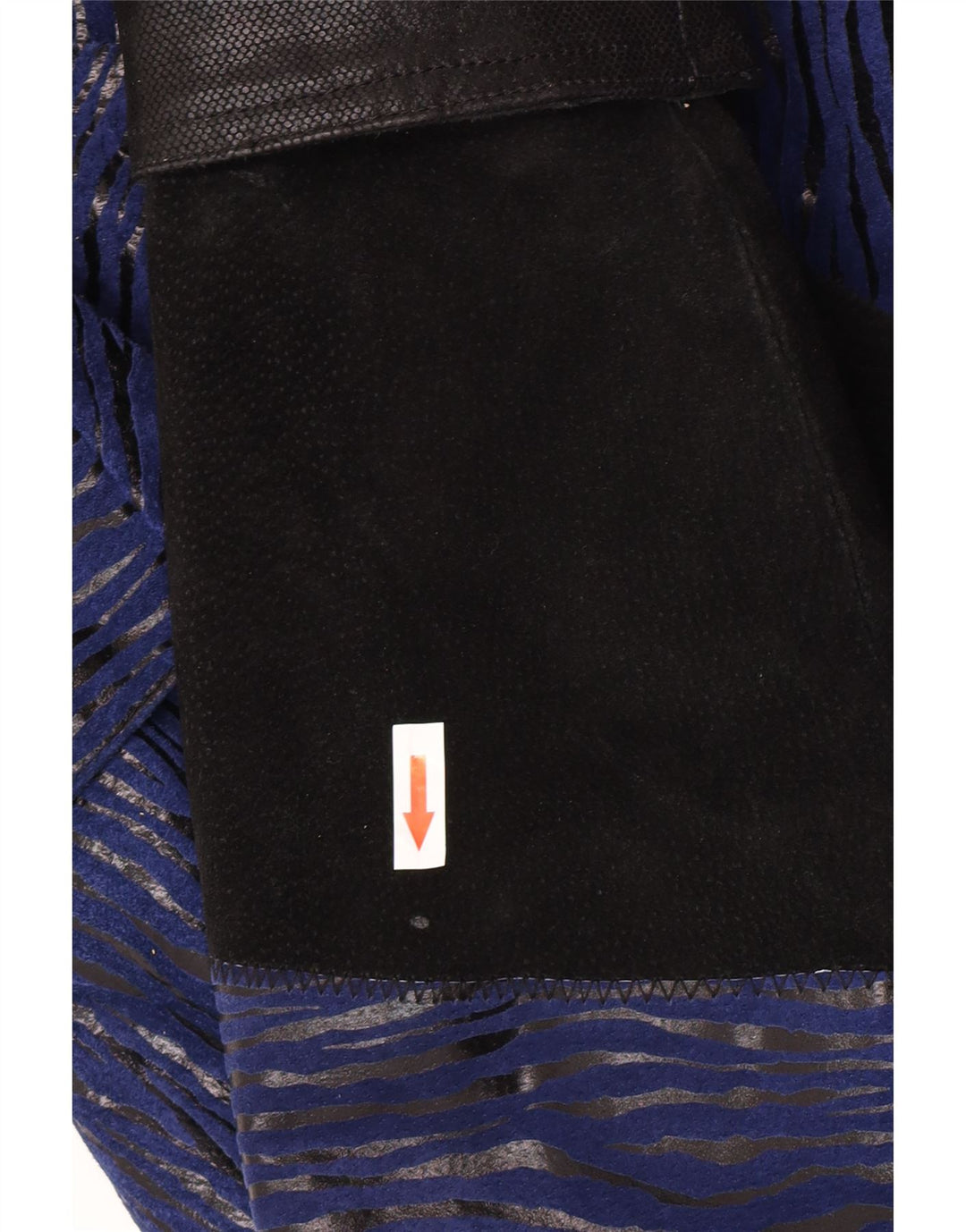 Vintage mujer ante abrigo Reino Unido 12 medio azul colorblock cuero