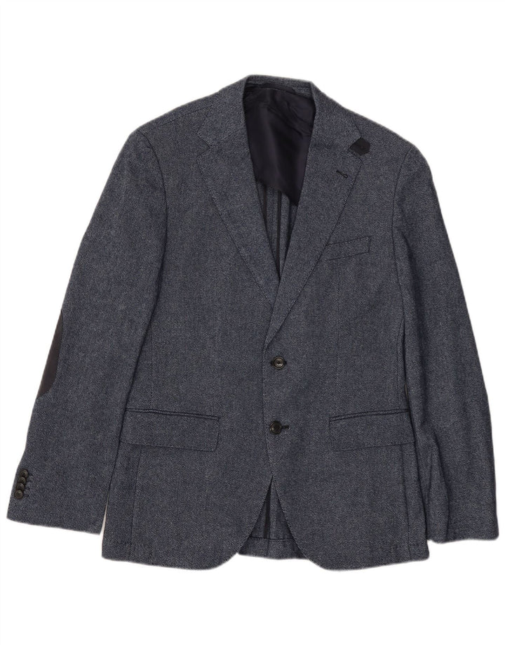 HUGO BOSS Chaqueta tipo blazer de 2 botones para hombre EU 46 Small Lana azul marino