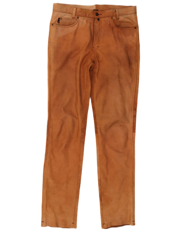 POLO Pantalón recto de ante para hombre IT 52 XL W38 L34 Cuero marrón