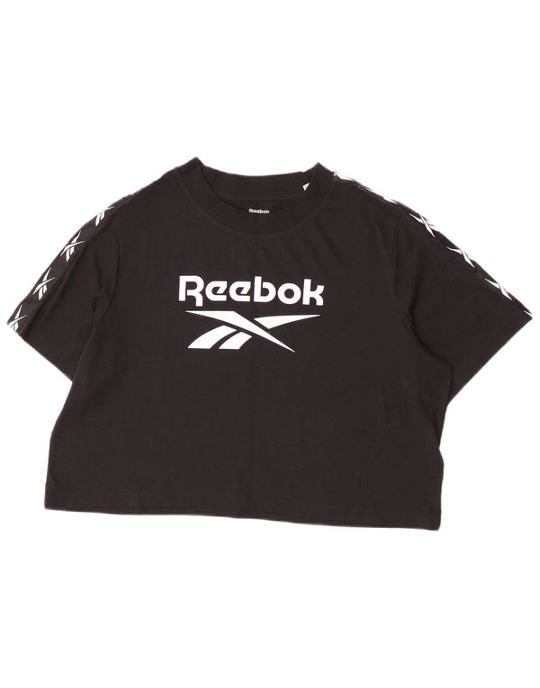 Reebok Camiseta Crop Graphic para Mujer UK 20/22 XL Negro Algodón