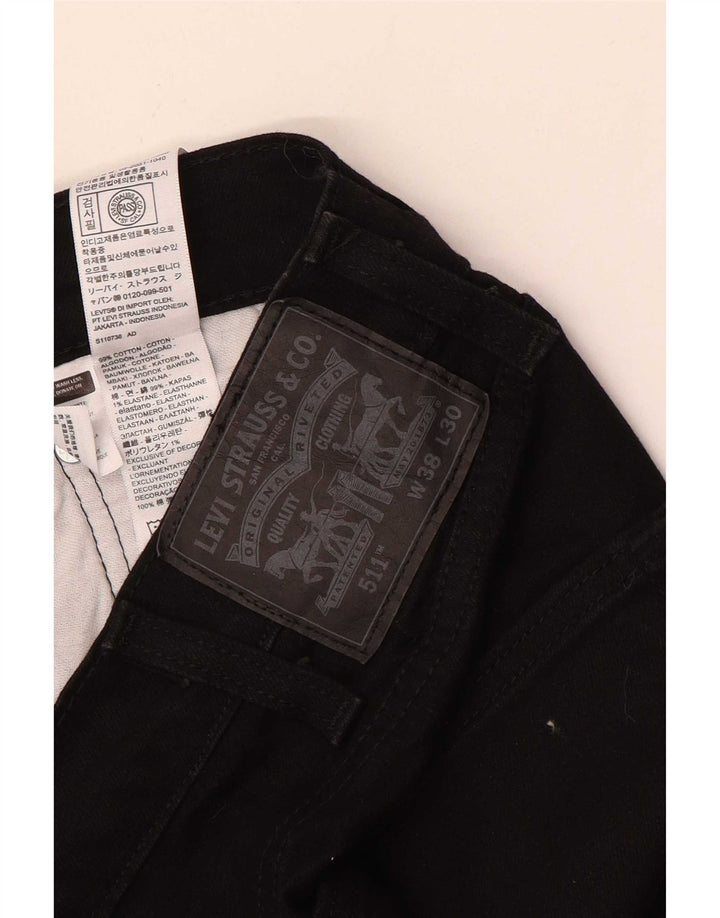 Levi's Hombre 511 Slim Jeans W38 L30 Algodón Negro