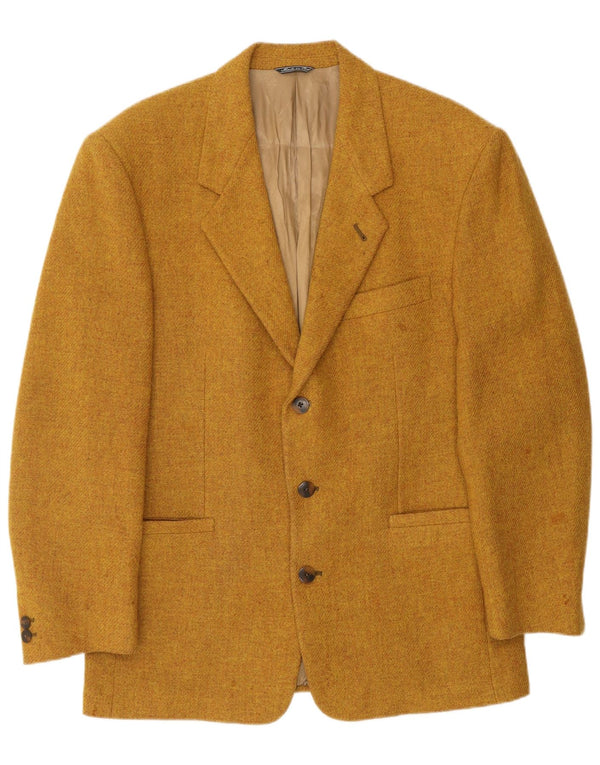 VINTAGE Chaqueta Blazer de 3 botones para hombre Reino Unido 40 Lana virgen marrón grande
