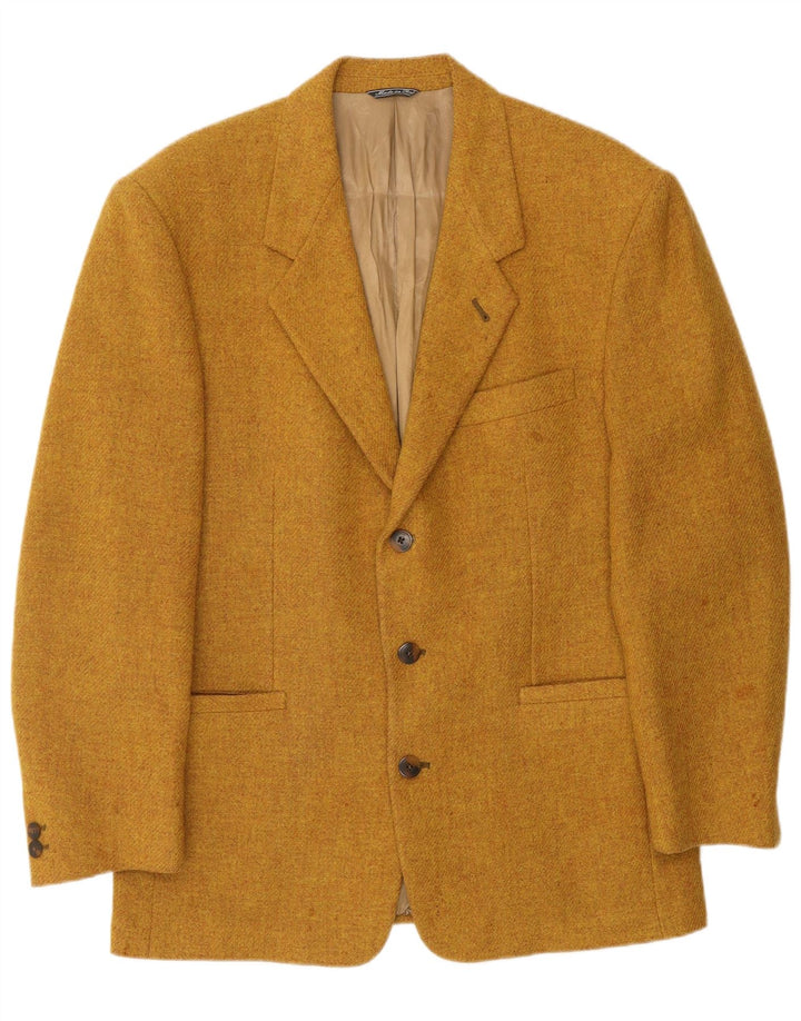 VINTAGE Chaqueta Blazer de 3 botones para hombre Reino Unido 40 Lana virgen marrón grande