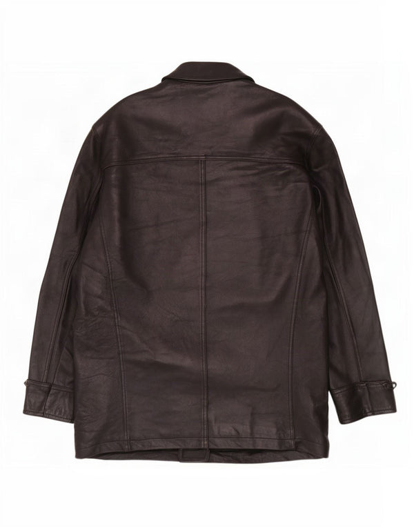 Vintage hombres chaqueta de cuero de ajuste suelto Reino Unido 36 pequeño negro