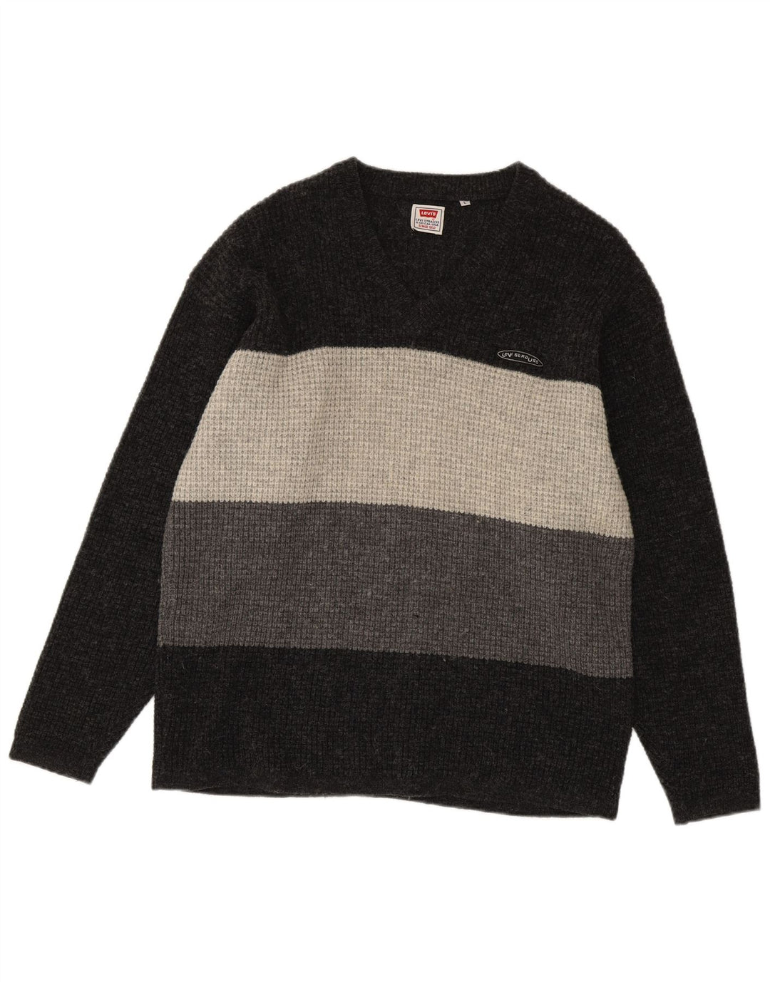 Levi's Jersey con cuello en V para hombre de lana virgen color block en gris grande