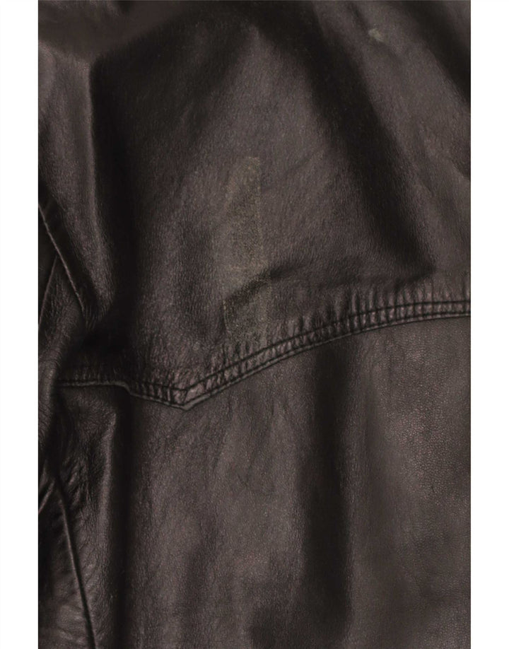 Vintage hombres 3 botones cuero Blazer chaqueta Reino Unido 36 pequeño negro