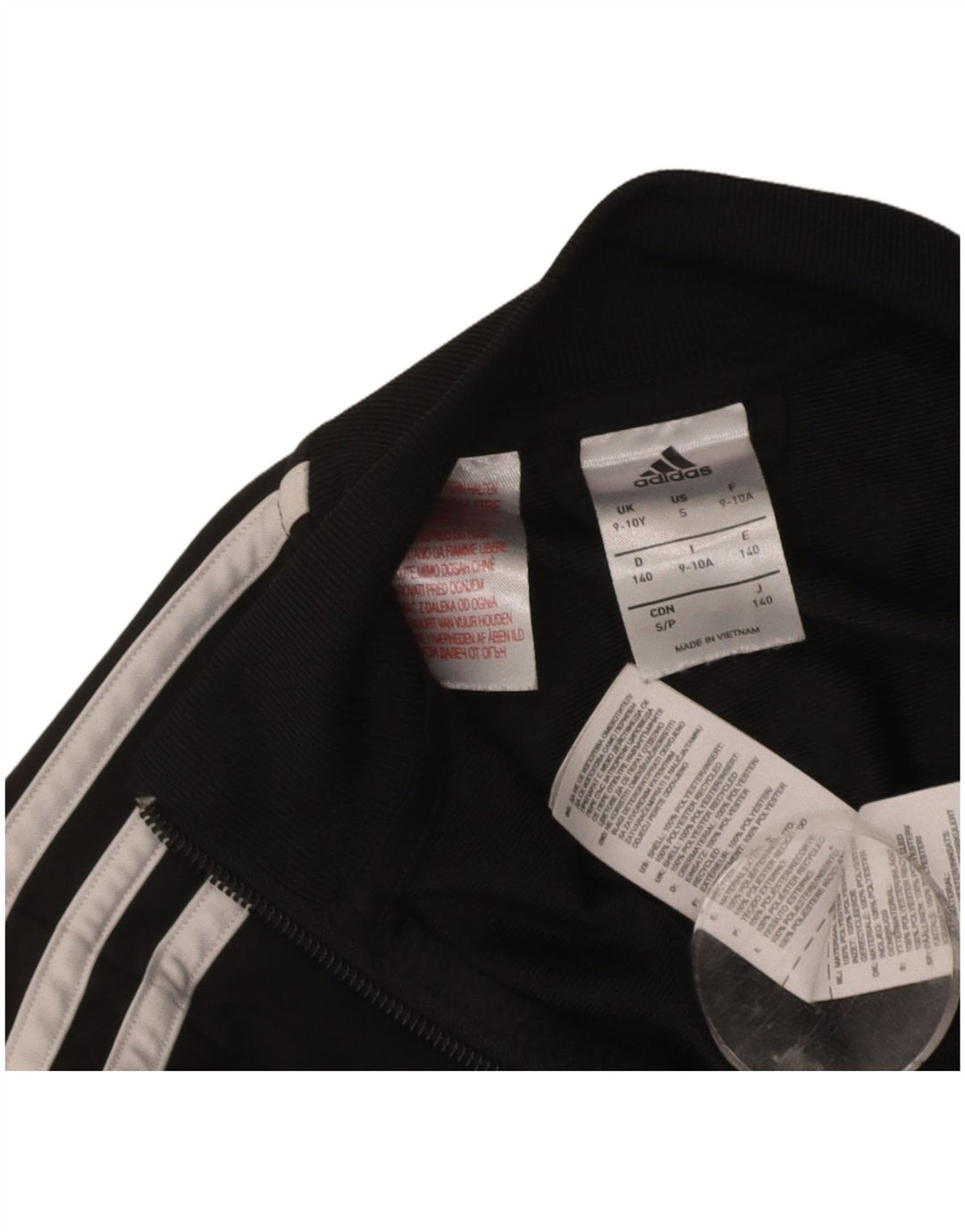 ADIDAS Boys Tracksuit Top Jacket 9-10 Years Black Polyester