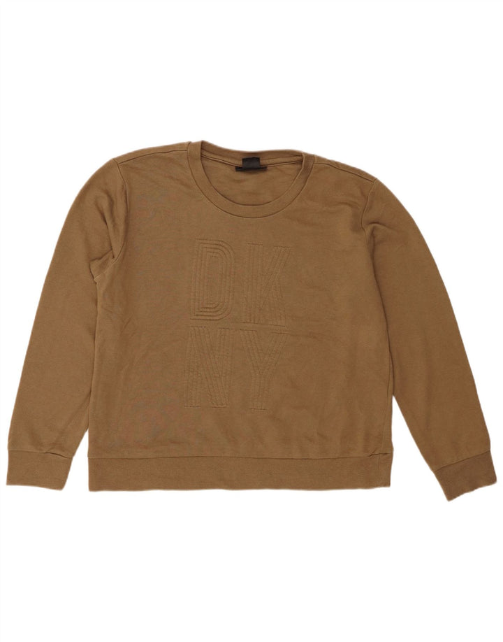 Dkny Sudadera gráfica para mujer Jumper UK 14 Algodón caqui mediano