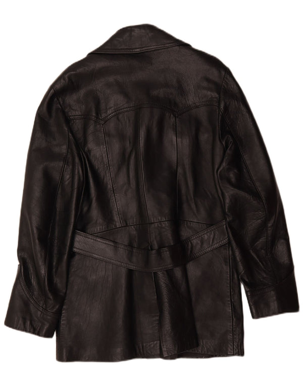 Abrigo de cuero vintage para mujer IT 42 Medio Negro