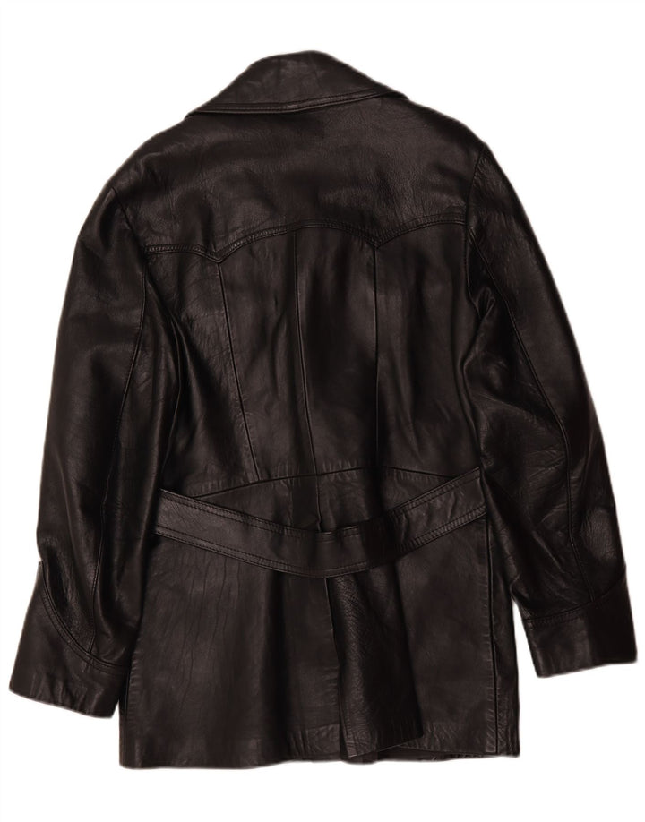 Abrigo de cuero vintage para mujer IT 42 Medio Negro