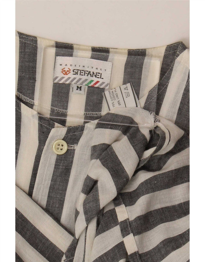 Stefanel Camisa De Manga Corta De Algodón A Rayas Blanca Mediana Hombre