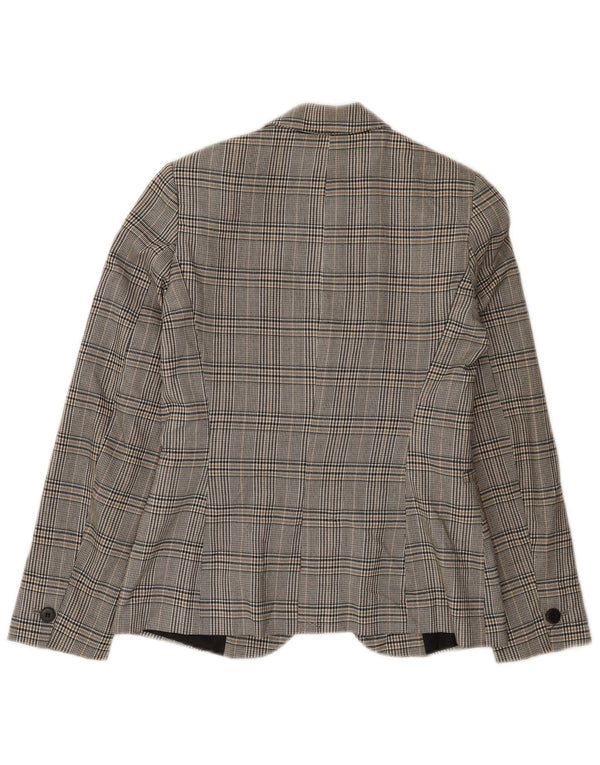 Zara Chaqueta Blazer De 1 Botón Para Mujer EU 34 2XS Poliéster A Cuadros Gris