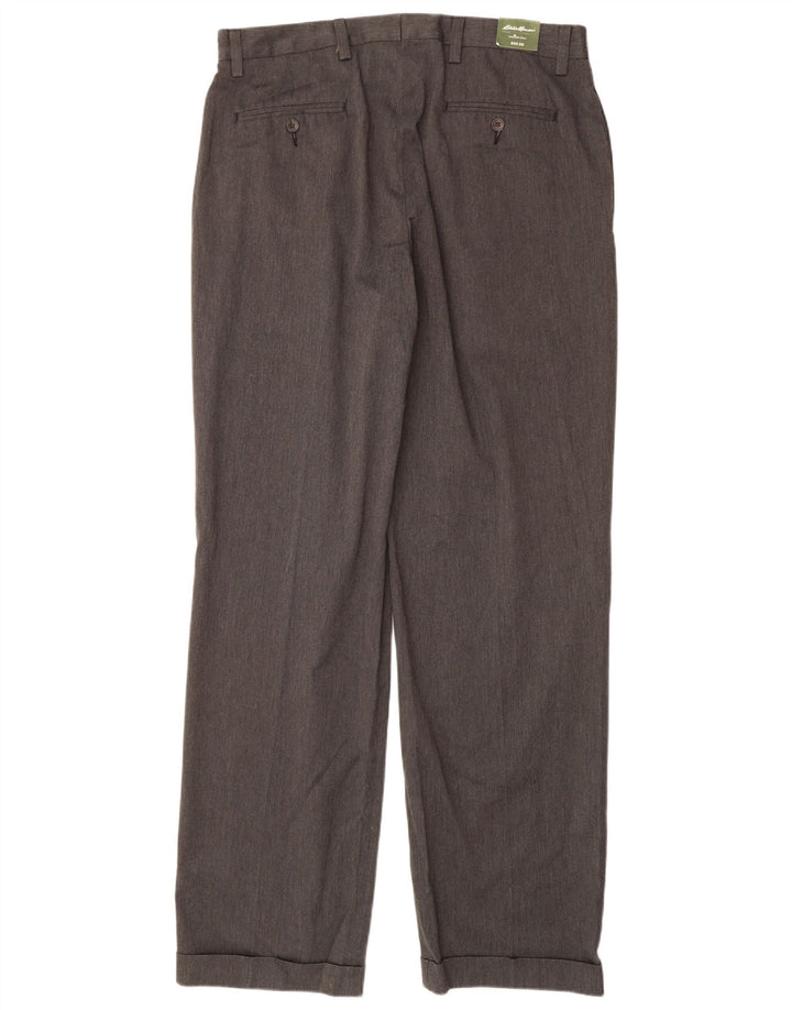 EDDIE BAUER Pantalón chino con pinzas y corte clásico para hombre W36 L36 Algodón gris
