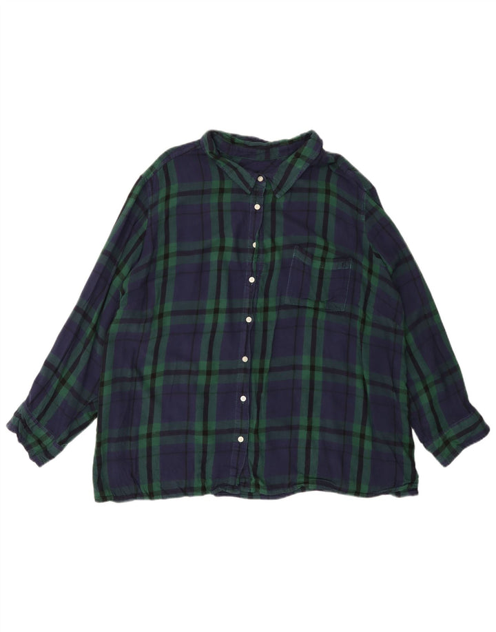 TOMMY HILFIGER Camisa de franela para mujer UK 22 3XL Rayón a cuadros verdes