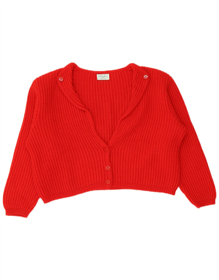 Benetton Cárdigan Corto Extragrande Mujer IT 48 XL Lana Roja