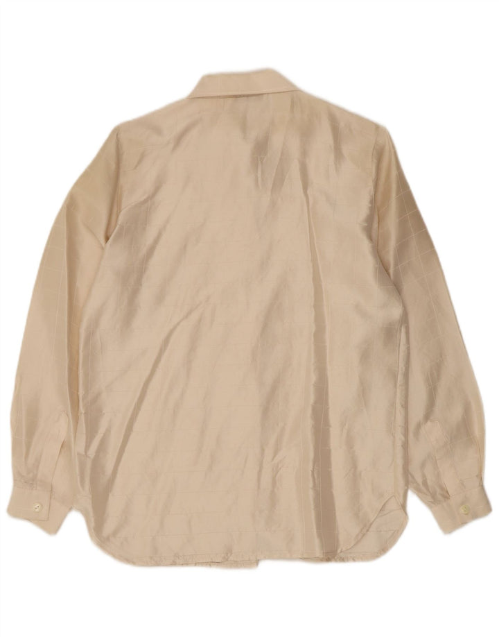 Vintage mujer camisa blusa Reino Unido 14 cheque beige medio