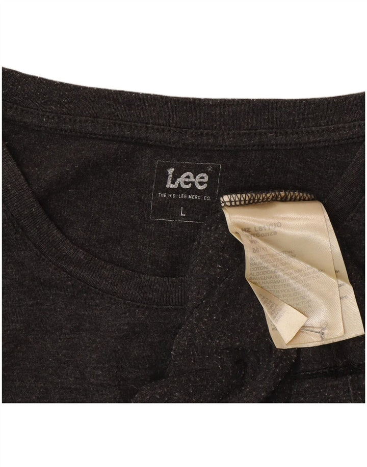 Lee Mens Graphic Top Manga Larga Grande Gris Algodón