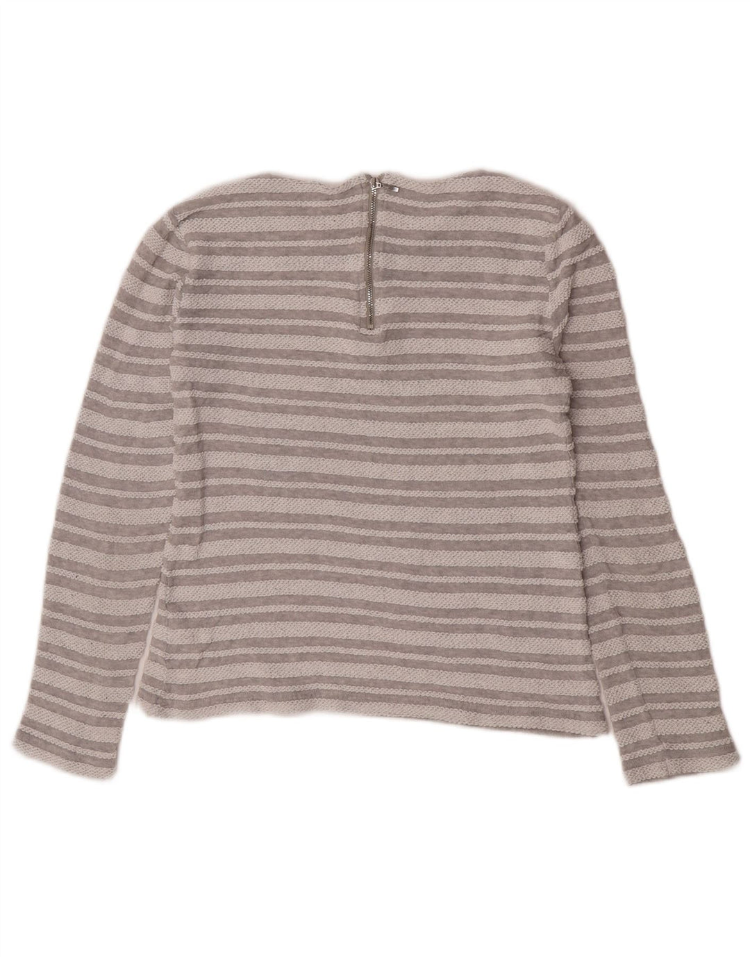 Reiss Top corto para mujer de manga larga UK 10 Pequeño poliéster a rayas grises