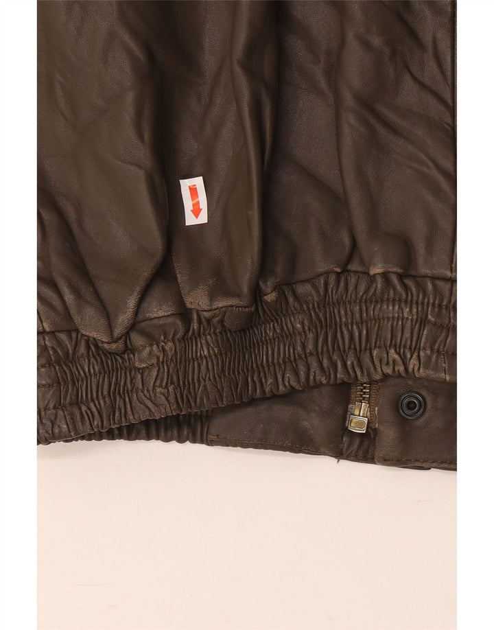 VINTAGE Chaqueta de cuero para hombre IT 48 Marrón medio