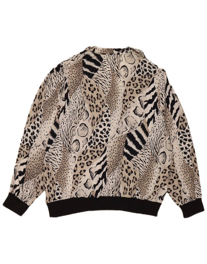 Blusa vintage de manga larga para mujer Top IT 44 Estampado animal negro medio