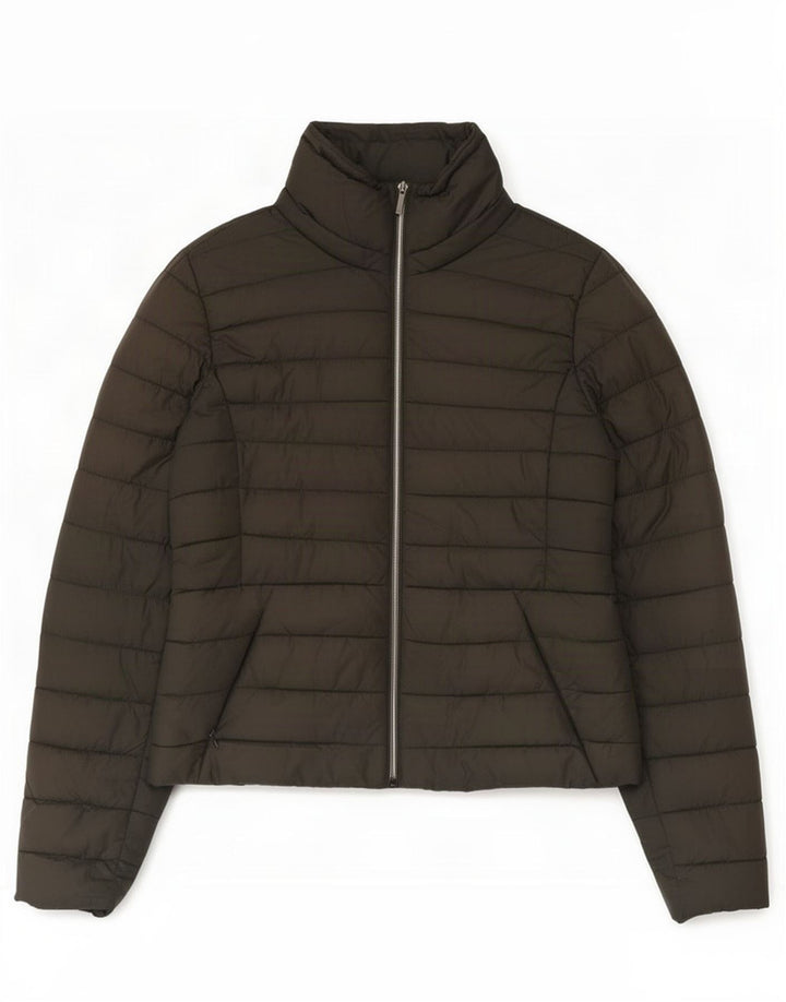 Zara Mujer Chaqueta Acolchada UK 44 Grande Poliéster Caqui