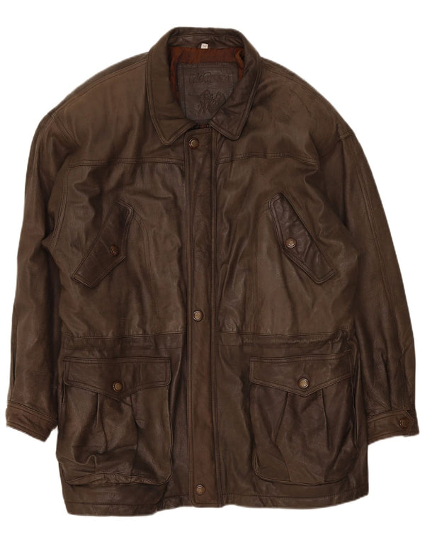 Mc Percy Abrigo de cuero para hombre UK 56 3XL Caqui