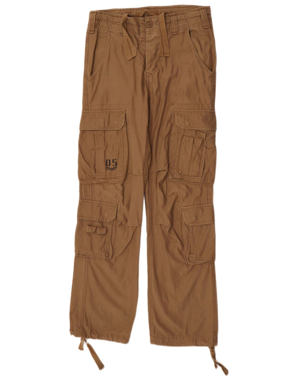 Vintage hombres pantalones cargo rectos pequeños W29 L32 algodón marrón