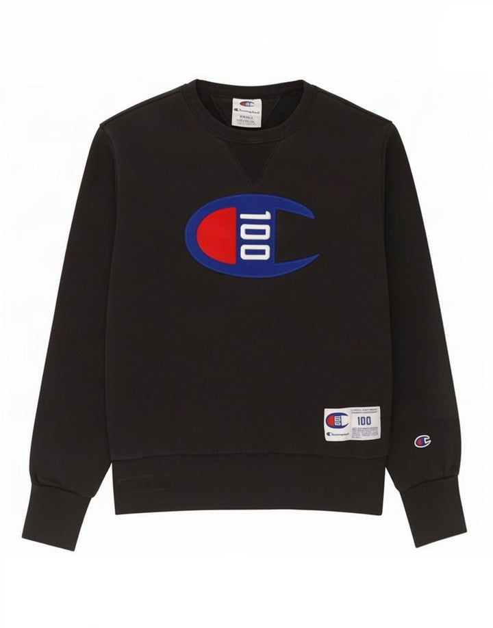 Champion Sudadera de gran tamaño con gráfico para mujer UK 10 Small Black
