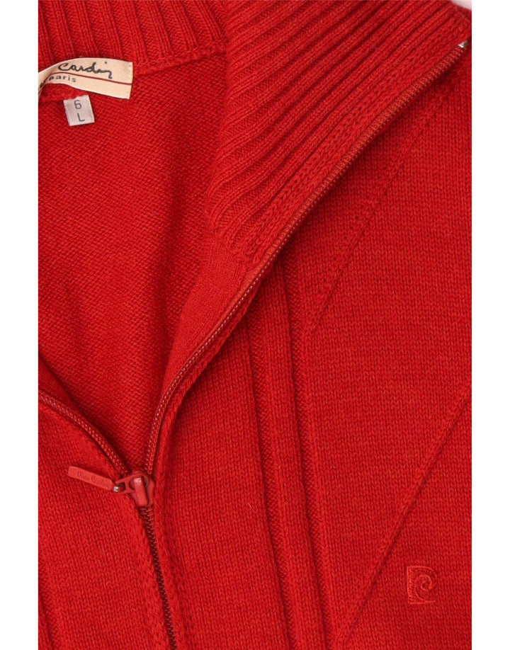 Pierre Cardin Cárdigan para hombre suéter grande de lana roja