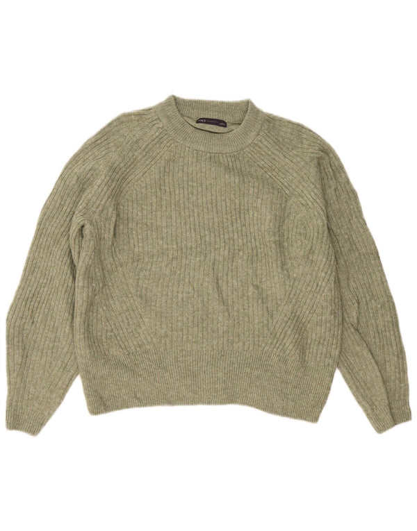 Marks & Spencer Suéter de cuello redondo para mujer UK 46 Acrílico verde grande