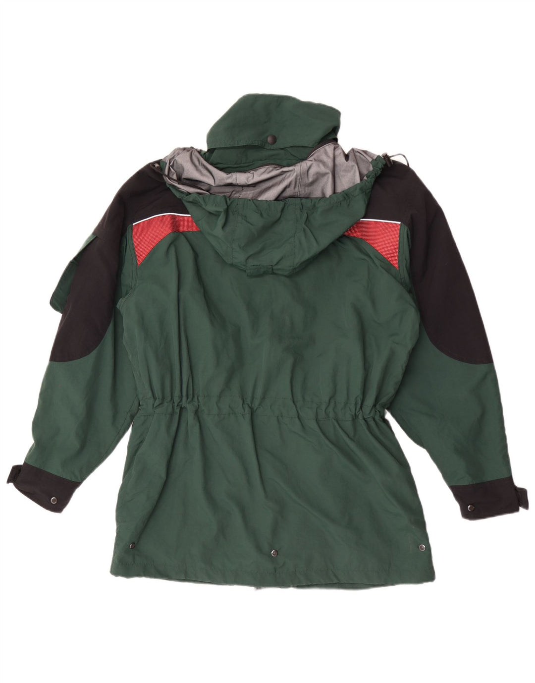 Vintage hombres chaqueta de lluvia con capucha Reino Unido 40 poliamida verde grande