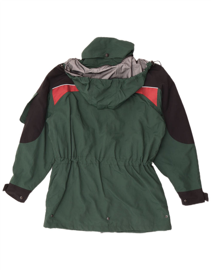 Vintage hombres chaqueta de lluvia con capucha Reino Unido 40 poliamida verde grande