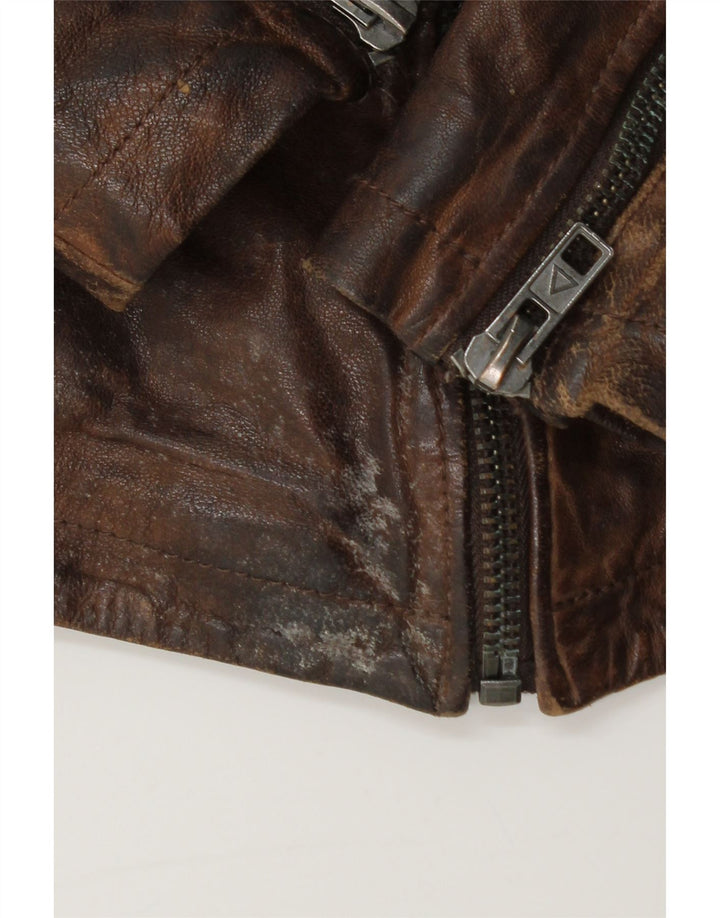 Be Edgy Chaqueta de cuero para hombre UK 40 Large Cuero marrón