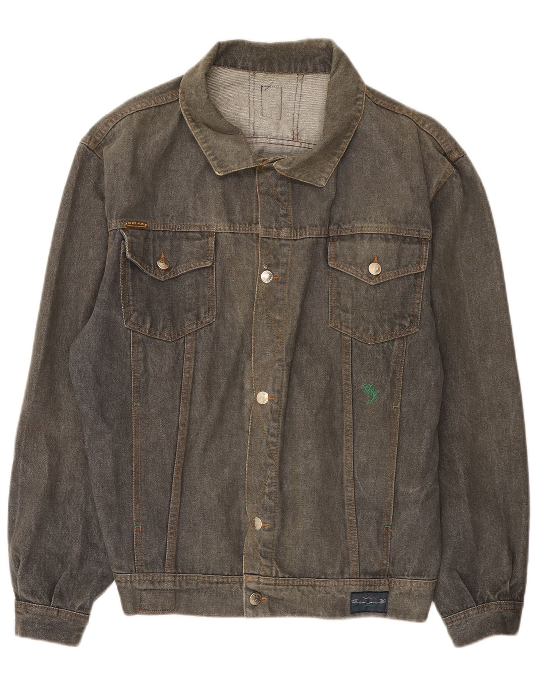 Vintage hombres chaqueta de mezclilla Reino Unido 40 algodón gris grande