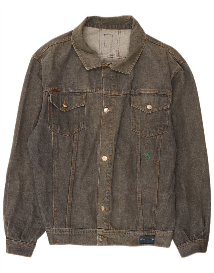 Vintage hombres chaqueta de mezclilla Reino Unido 40 algodón gris grande