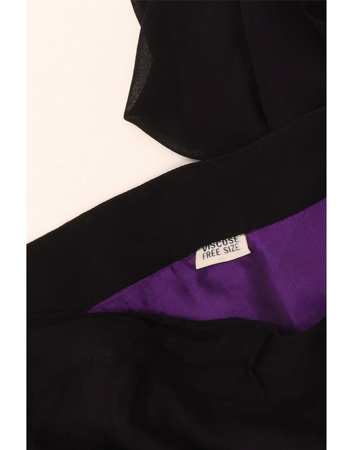 Falda cruzada vintage para mujer talla única W48 viscosa negra
