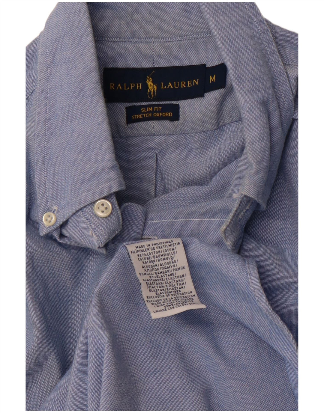 RALPH LAUREN Camisa Oxford elástica y ajustada de algodón azul medio para hombre
