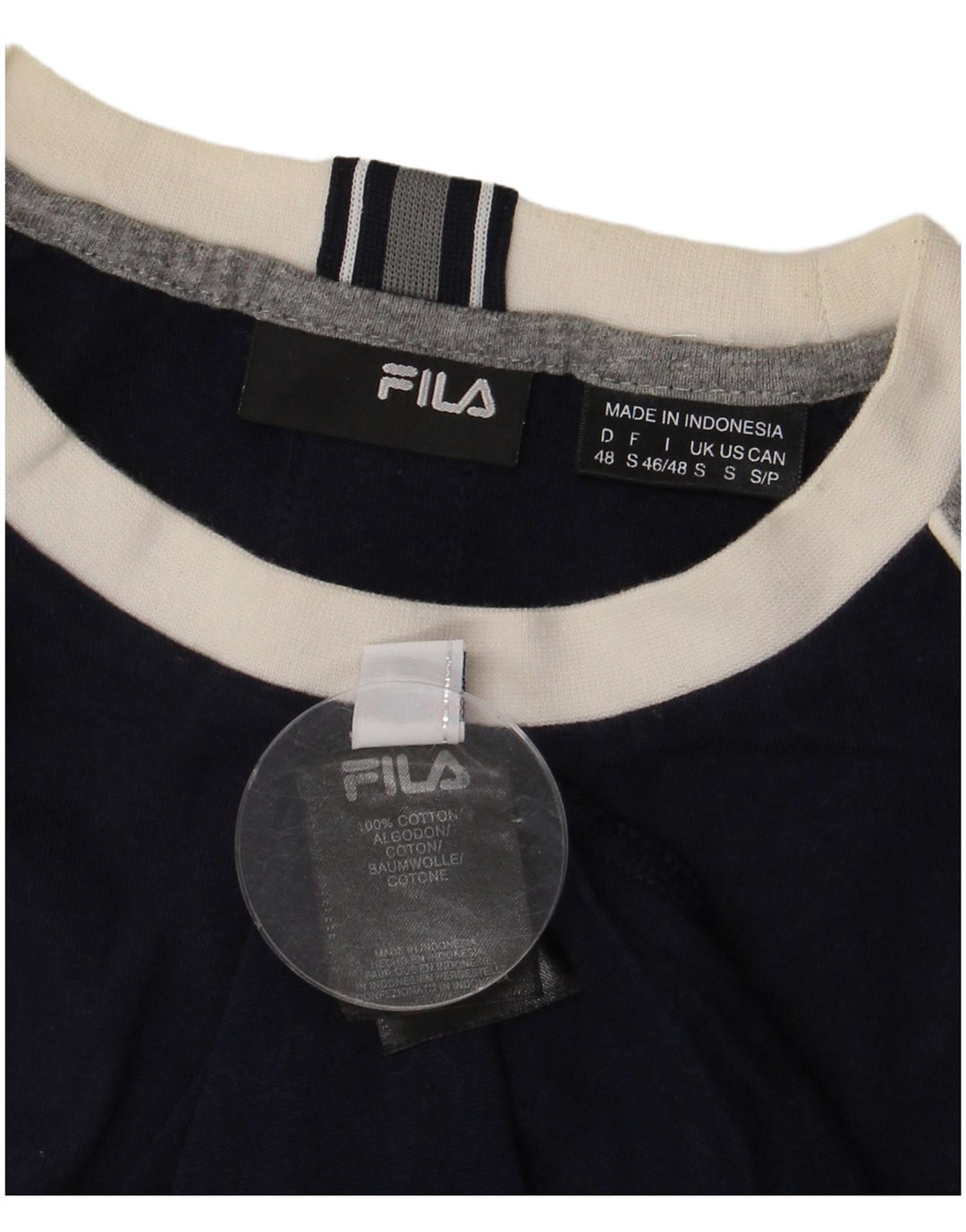 Fila Camiseta para hombre Top Small Azul marino Colorblock Algodón