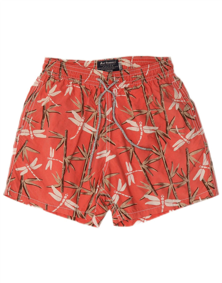 Roy Rogers Bañador para Hombre, Shorts de Nailon Floral Rojo Mediano