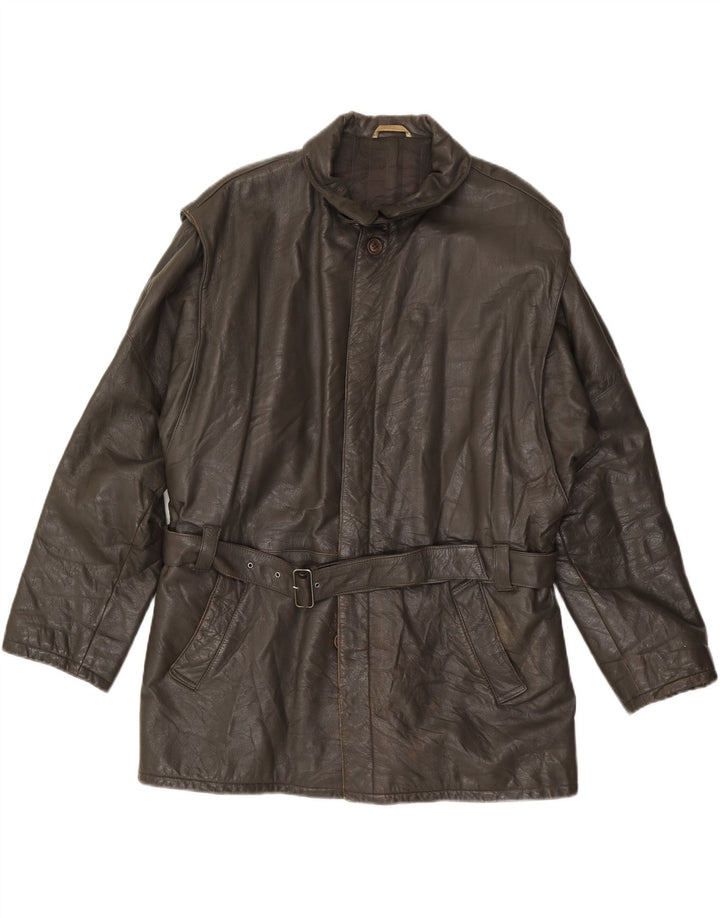 PICCINI Chaqueta de cuero para hombre IT 54 2XL Cuero marrón