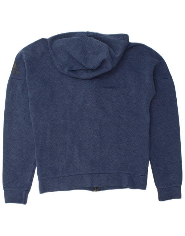 Adidas Mens Zip Sudadera Con Capucha Suéter Pequeño Azul Marino Moteado