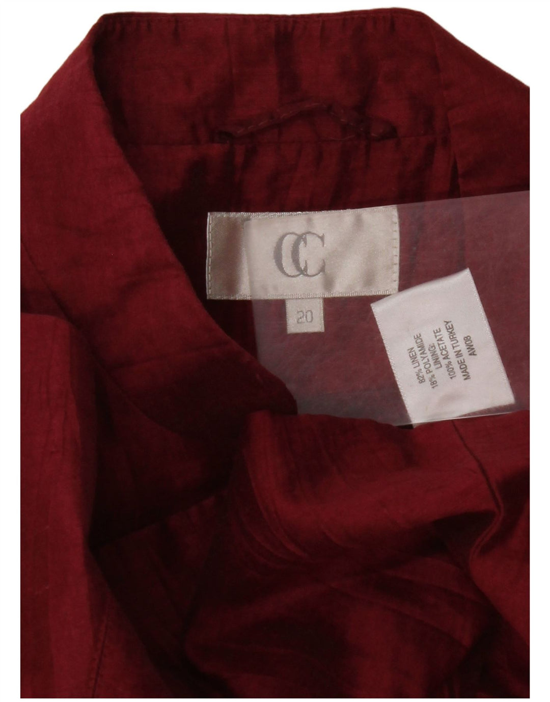 CC Chaqueta tipo blazer con 1 botón para mujer UK 20 2XL Lino burdeos