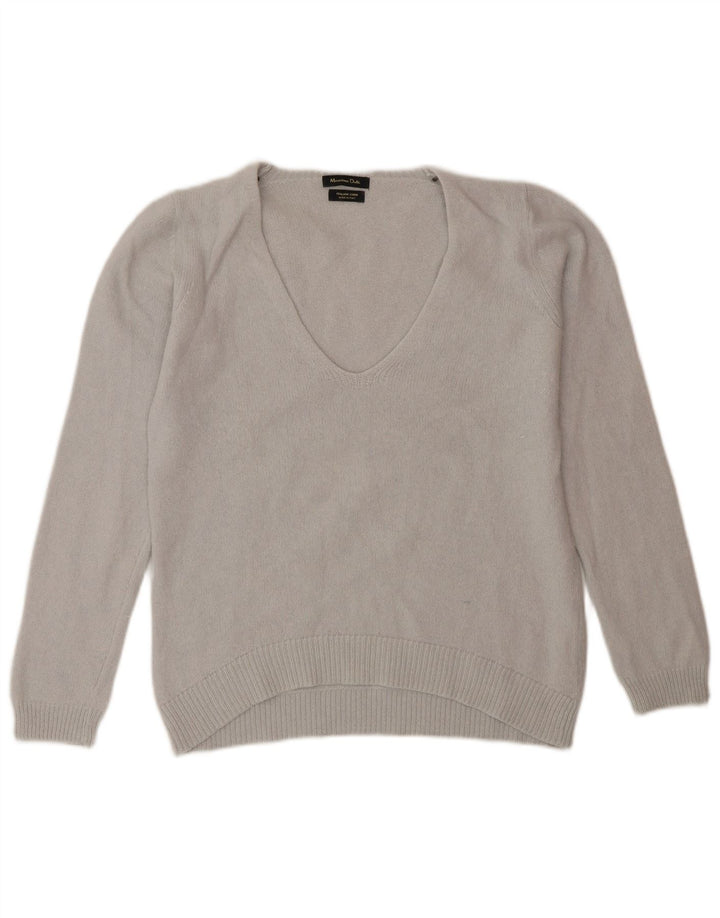 Massimo Dutti Jersey con Cuello en V para Mujer UK 42 Gris Medio