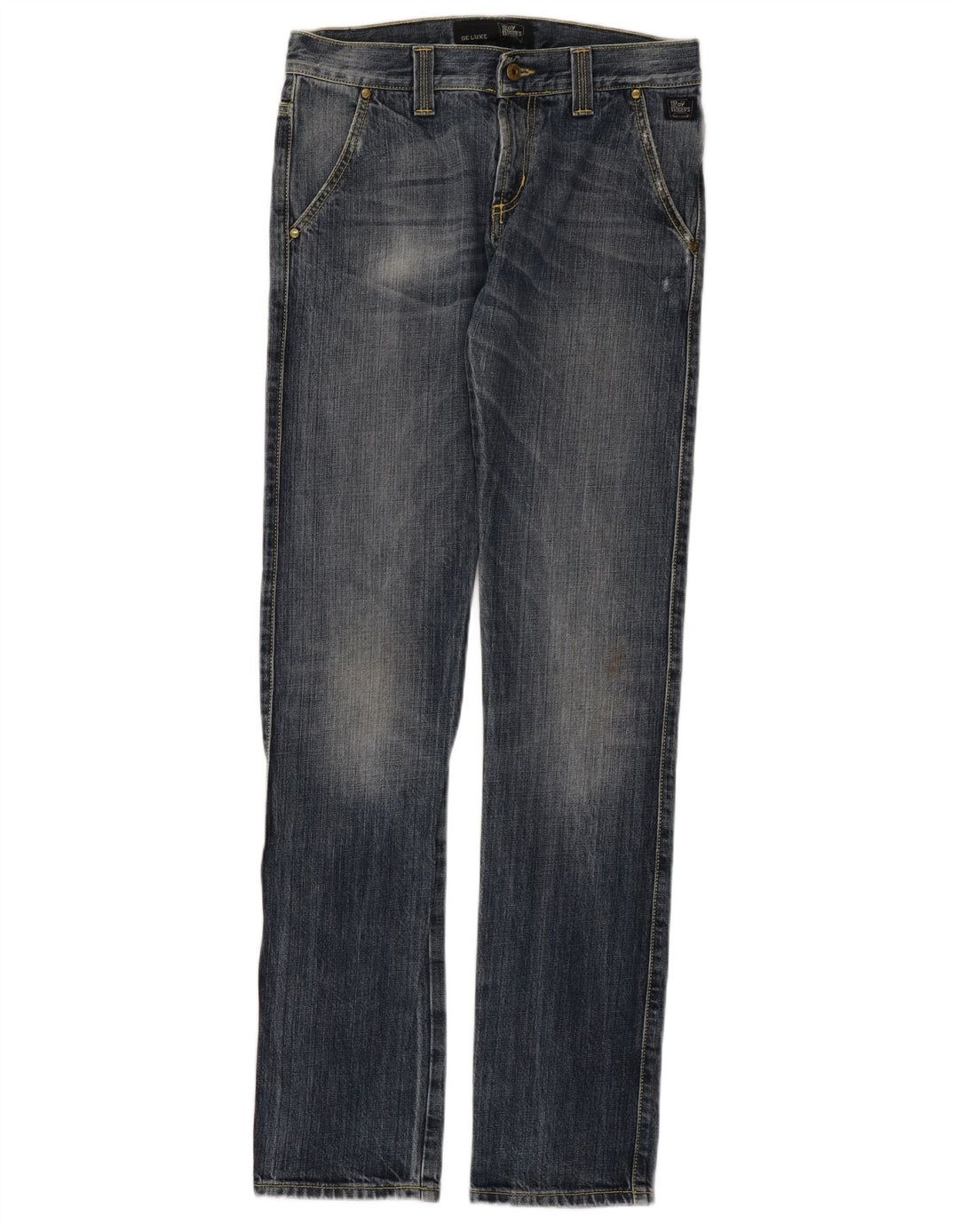 Roy Rogers Vaqueros rectos desgastados para hombre W30 L35 algodón azul